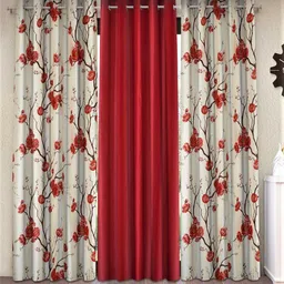 fashion string 153 cm (5 ft) Polyester Semi Transparent Window Curtain (Pack Of 3)-picture-13