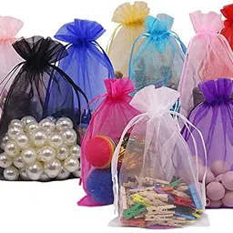 ZEONELY MART Velvet Net Potli Bags For Return Gifts, Size : 4 X 6 Inch, Qty-25 Pcs (Net Potli Bags),Assorted image 1