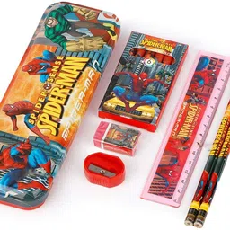 pw pencilwala Pencil Box Set for School SPIDERMAN Art Metal Pencil Box Geometry Box image 2