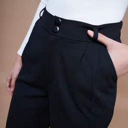 sassafras Women Regular Fit Black Viscose Rayon Trousers image 5