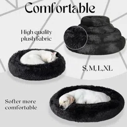zexsazone The round donut pet bed is perfect for indoor cats and puppies winter, Summer XL Pet Bed image 3