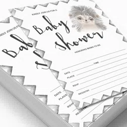 inkdotpot Set of 30 Baby Shower Invitations Book Request Cards Jungle Animals Invites Invitation Card image 2