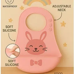 kids basic Silicone Baby Bib with Pocket | Adjustable Neck | Waterproof & Easy to Clean image 4