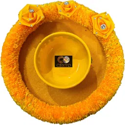cesto Haldi Mehendi Decoration Thali Set | Plate | Ceremony | Platter | Wedding | 11 Microfibre Decorative Platter-picture-20