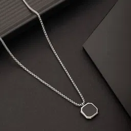 smykker fashion Black Stone Pendant for Men and Women Hip Hop Pendant Necklace Silver Stainless Steel Locket-picture-30