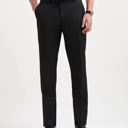 arrow Men Tapered Black Polyester Trousers image 1