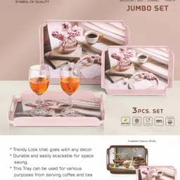 sonal - Victory 3Pcs Serving Tray Set (Small, Medium & Big) - For Decor & Dining Tray Serving Set image 5