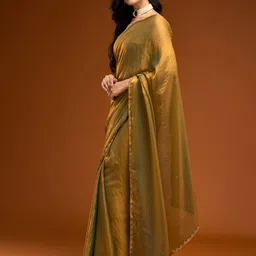 praveena designer Solid/Plain Bollywood Silk Blend Saree image 2