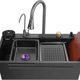 golden Waterfall Kitchen Sink 30x18x10Inch Singel Bowl Faucet & Set GS-WF301 Vessel Sink-picture-16