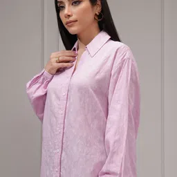 tokyo talkies Women Regular Fit Self Design Spread Collar Casual Shirt image 4