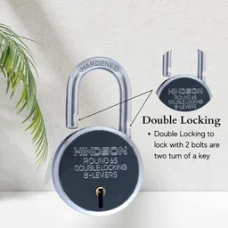 hindson Lock and key door lock for home gate shutter round 65mm 6 Key main Padlock image 3
