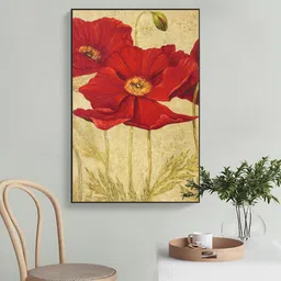 art street Retro Poppy Red Synthetic Wood Wall Art image 1