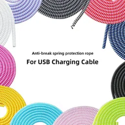 Augen Lightning Cable 1.5 m Spiral Cable Protector Saver Winder for Charger & Earphones (Light Grey, Pack of 1) image 2
