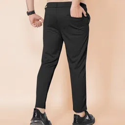 kendore Pack of 2 Men Regular Fit Black, Grey Lycra Blend Trousers image 3