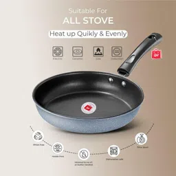 lazywindow Induction base Nonstick Fry Pan + Surprise Gift with Fry Pan 24 cm diameter 1 L capacity image 4