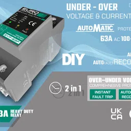 euro EVP63F 63 Amps Automatic Over/Under Voltage Protector - Auto Fault Recovery Voltage Guard image 4