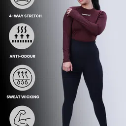 coitonic Women Solid Round Neck Polyester Maroon T-Shirt image 5