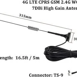 NBR Magnetic Base Double Spring Sucker 7dbI Gain 4G LTE CPRS GSM 3G 2.4G Omni Antenna Amplifier image 2