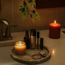 stone symmetry Brown Marble Round Tray Tray Serving Set image 5