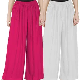 luvcare Pack of 2 Women Regular Fit Multicolor Viscose Rayon Trousers-picture-24
