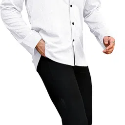 khushi creation Men Regular Fit Solid Curved Collar Casual Shirt image 4