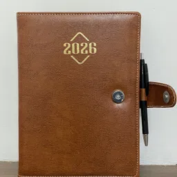 anicca Premium Tan Lock Button Luppi With Pen Executive Leatherette Tabbed Journal 2026 B5 Diary Ruled 325 Pages image 2
