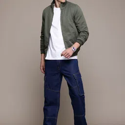 roadster Men Solid Bomber Jacket image 4