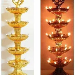 m2 look 5 Layer Electric Diya Deepak Light Lamp LED Light for Home Temple Decor (Pack of 2) Table Lamp image 2