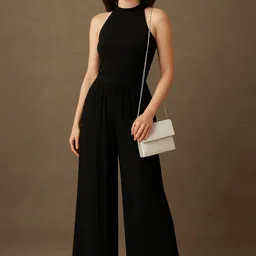 knit n stitch Women Regular Fit Black Viscose Rayon Trousers image 4