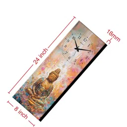 olive tree Multicolour Rectangle 24 Inches Wooden Wall Clock (Buddha) image 3