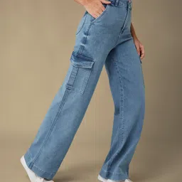 dolce crudo Women Relaxed Fit High Rise Blue Jeans-picture-16