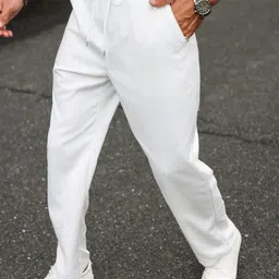 trufflegum Men Loose Fit White Cotton Blend Trousers image 2