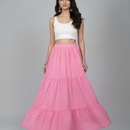 pwc Women Embellished Flared Pink Skirt-picture-27