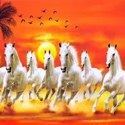 48 cm Seven Horses Sticker - Vastu Seven White Horses Running Stickers for Wall Decor Self Adhesive Sticker-image-21