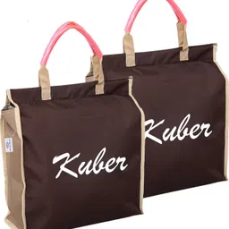 heart home Rexine Foldable Shopping Bag with Inside small Pocket & Handle|Pack of 2|Brown Pack of 2 Grocery Bags-picture-11