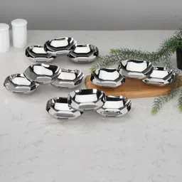 sumeet Stainless Steel Small Square Shape Dessert Plate/Halwa Plate Set of 12 pc Quarter Plate-picture-16