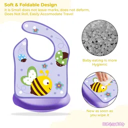 bembika Baby Feeding Bib Silicone Tableware Waterproof, Washable Lightweight For Baby image 4