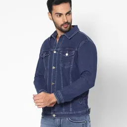 moda rapido Men Solid Denim Jacket image 4