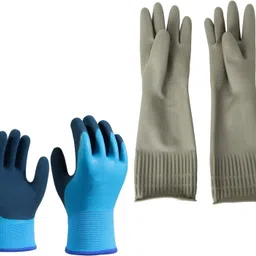 masox store Long Hand Rubber Gloves for Cleaning, Gardening, Anti Cut & Heat Resistant S3 Baseball Gloves-picture-24