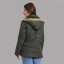 elanhood women winter jacket Women Solid Quilted Jacket image 2