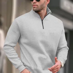 trend twist Men Full Sleeve Solid Sweatshirt image 1