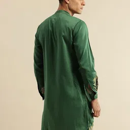 house of pataudi Men Floral Print Polyester Straight Kurta image 4