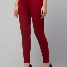 al-hudooms Women Skinny Fit Maroon Wool Trousers image 4