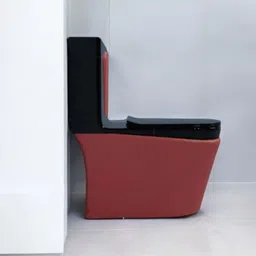 solano Premium Quality C020 Premium Quality Shining Black commode with Red Matt Finish and Round Flush Western Commode image 3