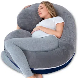 foodie puppies C Shape Maternity Sleeping Long Pillow for Pregnant Lady Full Body Support Polyester Fibre Nature Pregnancy Pillow Pack of 1-picture-25