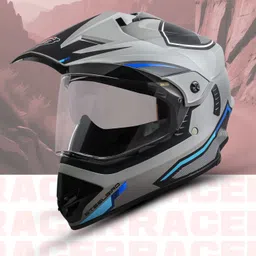 steelbird Racer Off Road ISI Certified Motocross Double Visor Full Face Graphic Motorbike Helmet image 4