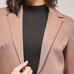 fable street Women Solid Single Breasted Formal Blazer image 2