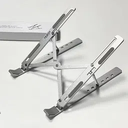 RG Adjustable Ergonomic Laptop Stand Aluminium Alloy Metal Portable stand Aluminum Alloy Laptop Stand Foldable Metal Laptop Holder for Home Office Aluminium Floor and Desk Stand Laptop Stand with Adjustable Height Compatible with Universal Laptops-image-83