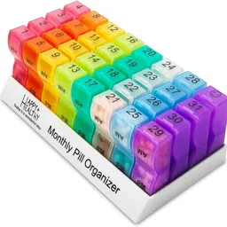 31 day two time Pill Organizer Monthly - 31 Day Am/Pm Pill Organizer 32 Pill Cases for Each Day Pill Box-image-1
