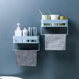 qxore Bathroom Shelf Organizer, Wall Mounted Shelf, Bathroom Hardware, Storage Racks Plastic Wall Shelf image 2